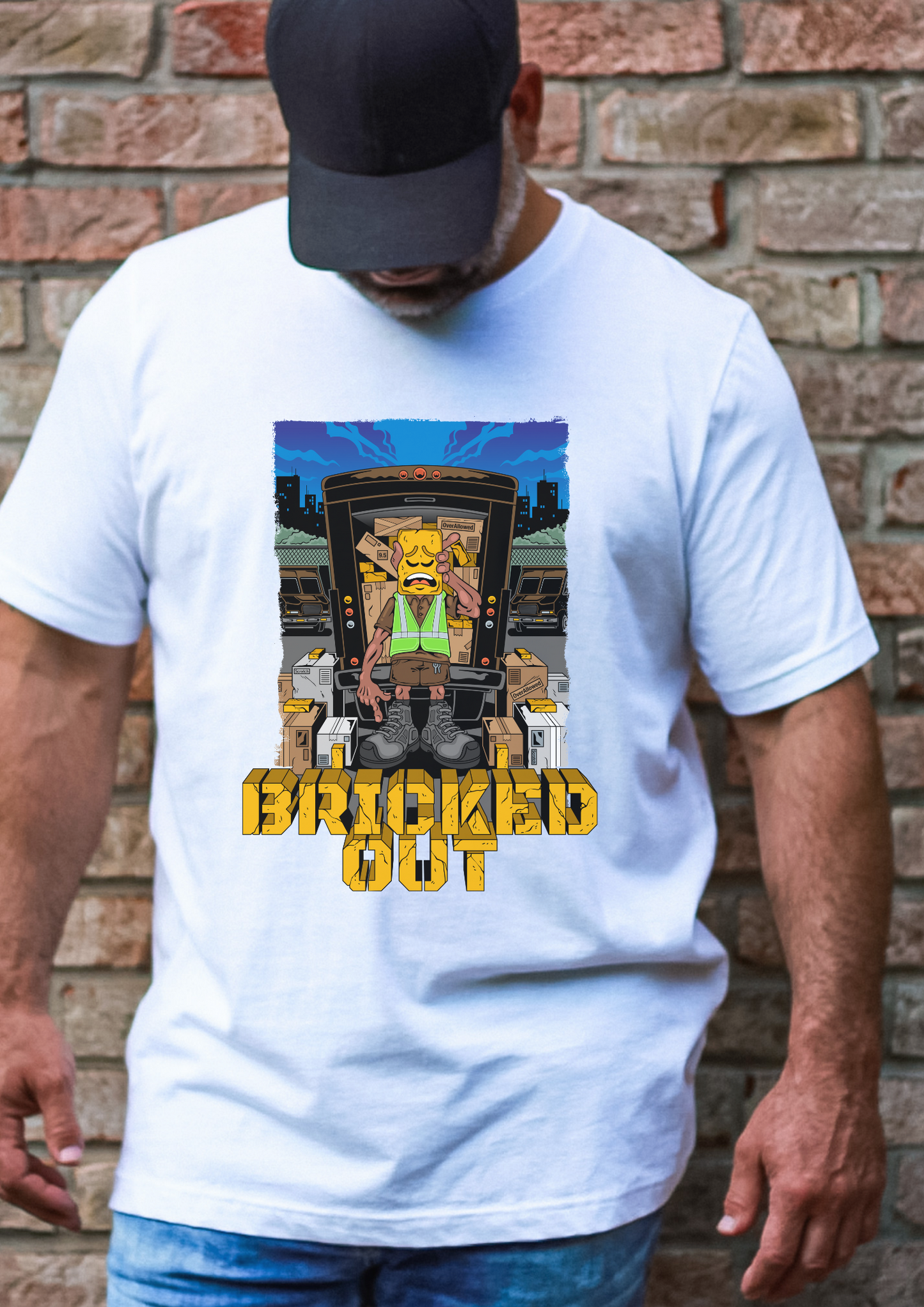 BRICKED OUT WHITE SHORT SLEEVE T-SHIRT
